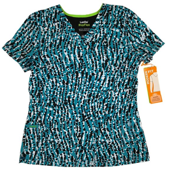 Landau Scrub Top 4163-STPSL Sway With Me Teal - Picture 1 of 9
